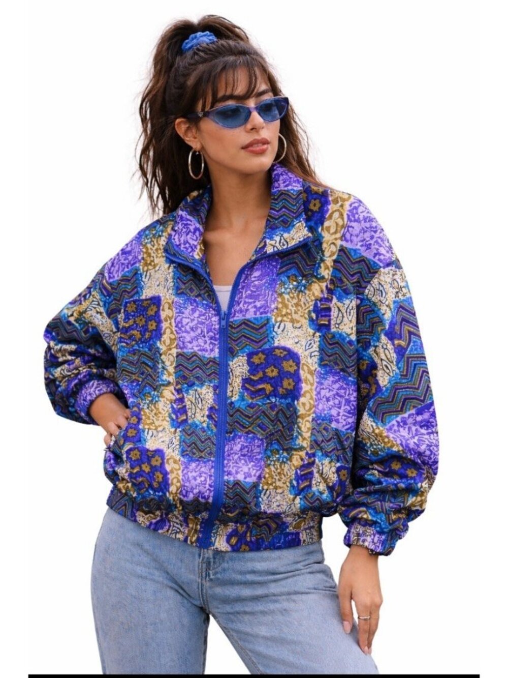 Vintage Bogari Woman Silk Windbreaker Women's Sz L  Jacket Retro track